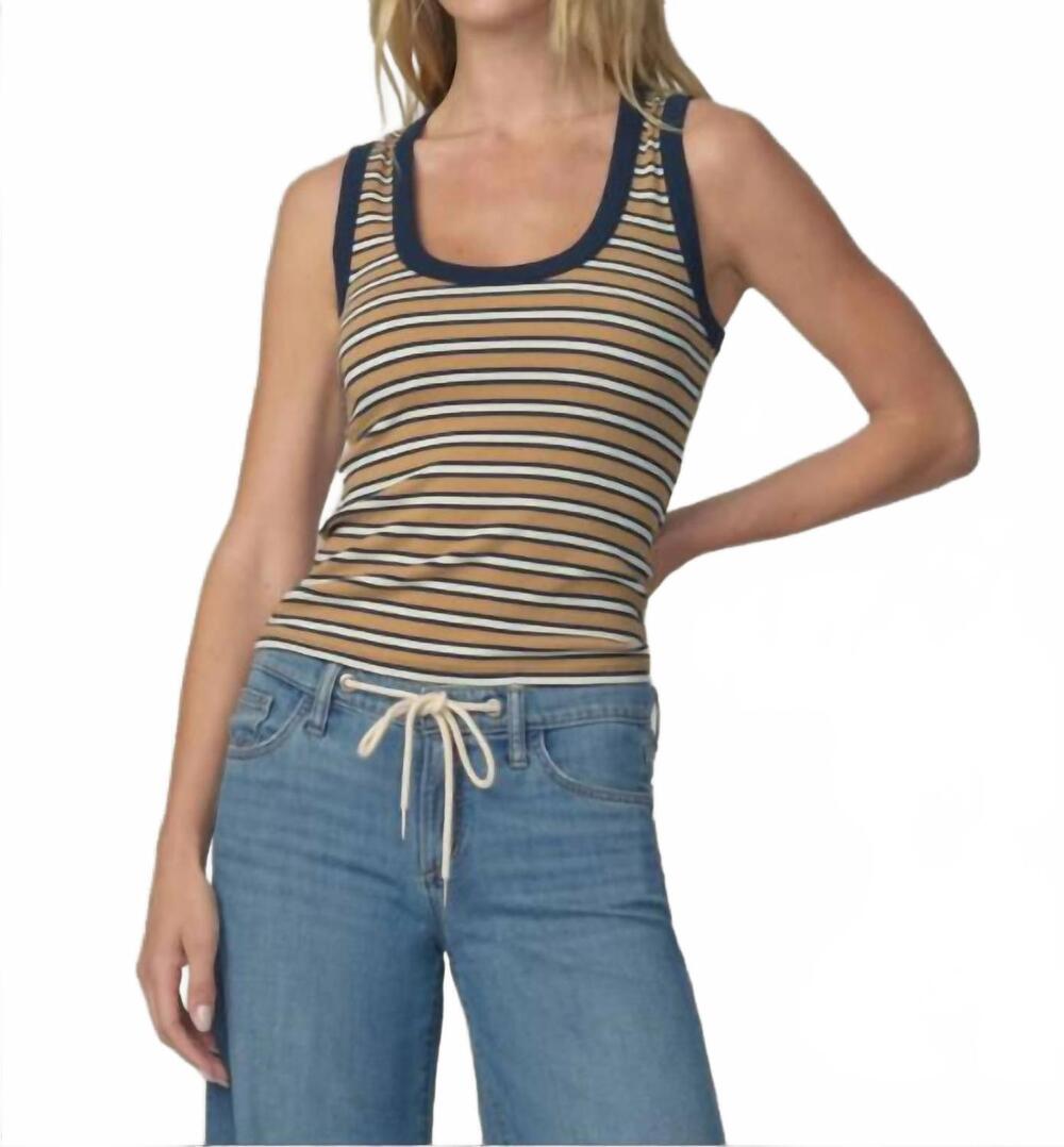 NEW JOE'S JEANS u-neckline tank in honey/navy stripe